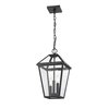 Z-Lite Talbot 3 Light Outdoor Chain Mount Ceiling Fixture, Black & Clear Beveled 579CHB-BK